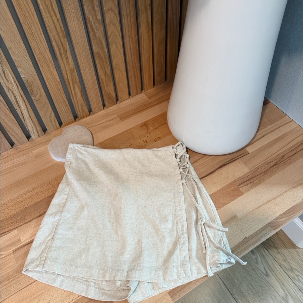 Love Tree Cream Wrap Skort with Side Lace-Up